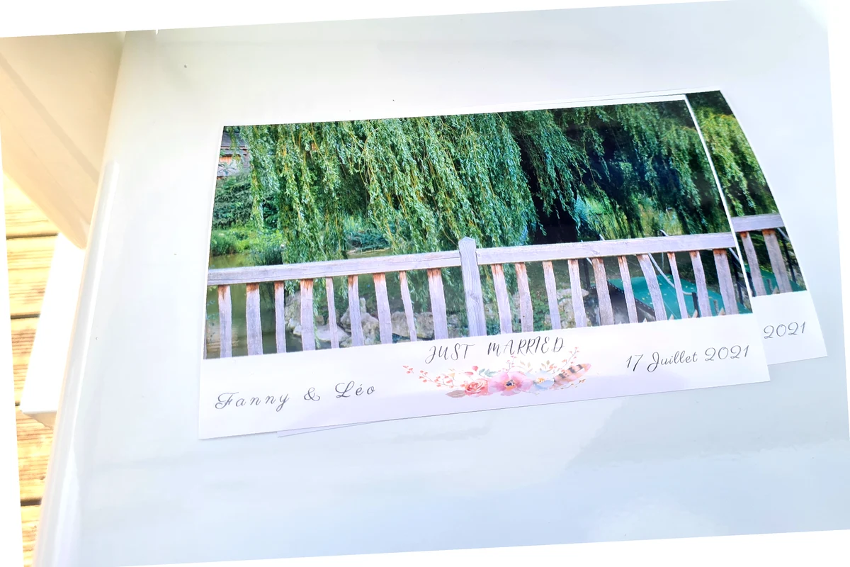 Exemple strip photo imprimée photobooth mariage Just Married Fanny et Léo